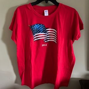 Made in the USA Red, White, & Blue American Flag 100% Cotton TShirt. Size XL.